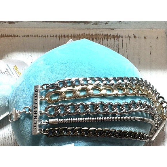 NEW Jenny Bird Austin Wide Bracelet Mixed Metals Layered Chains mp $135 STUNNING - Picture 7 of 10